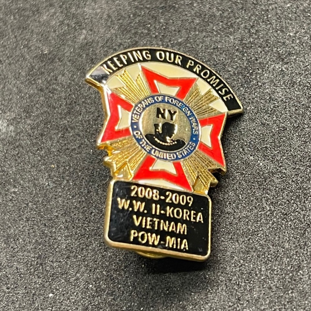 VFW NY Keeping Our Promise POW-MIA WWII Korea Vietnam 2008-2009 Lapel Pin